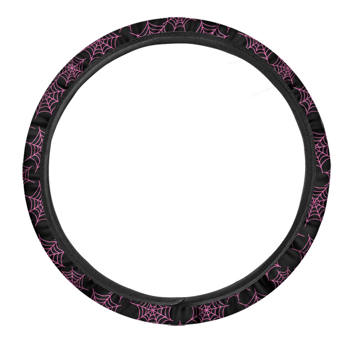 Spider Web Pink And Black Print Pattern Car Steering Wheel Cover-grizzshop
