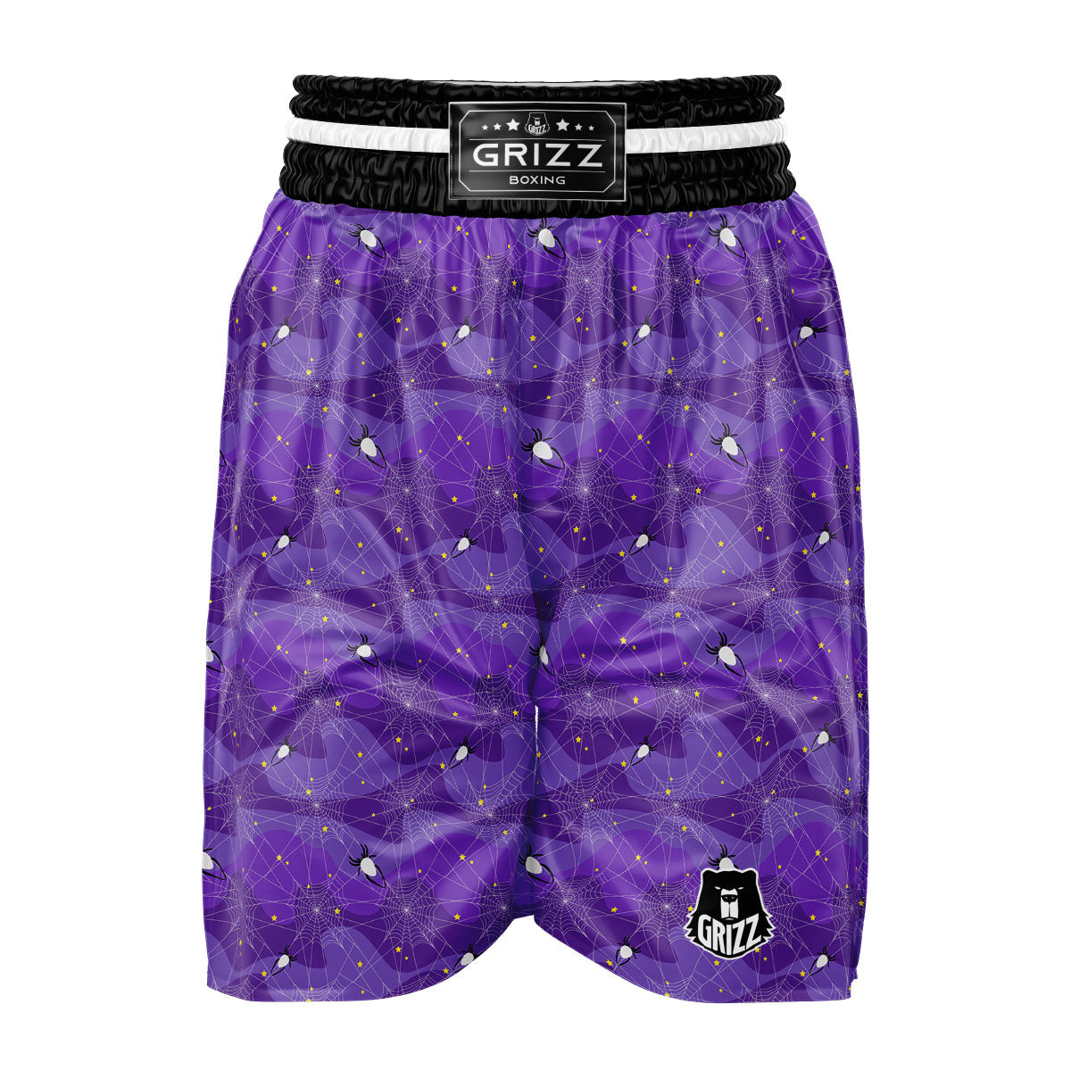 Spider Web Purple Print Pattern Boxing Shorts-grizzshop