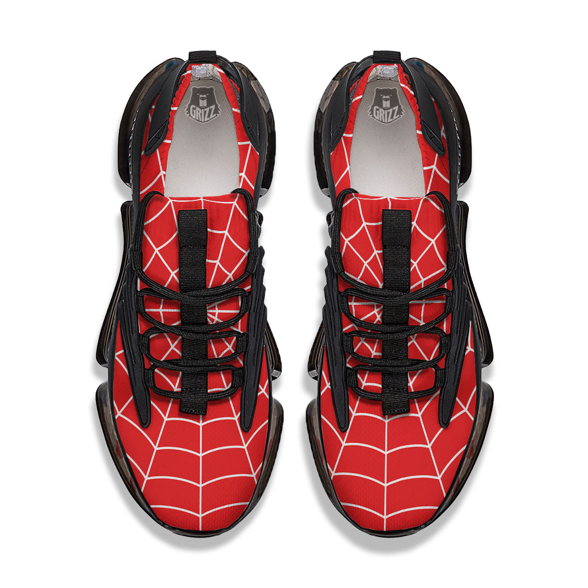 Spider Web Red Print Black Gym Shoes-grizzshop