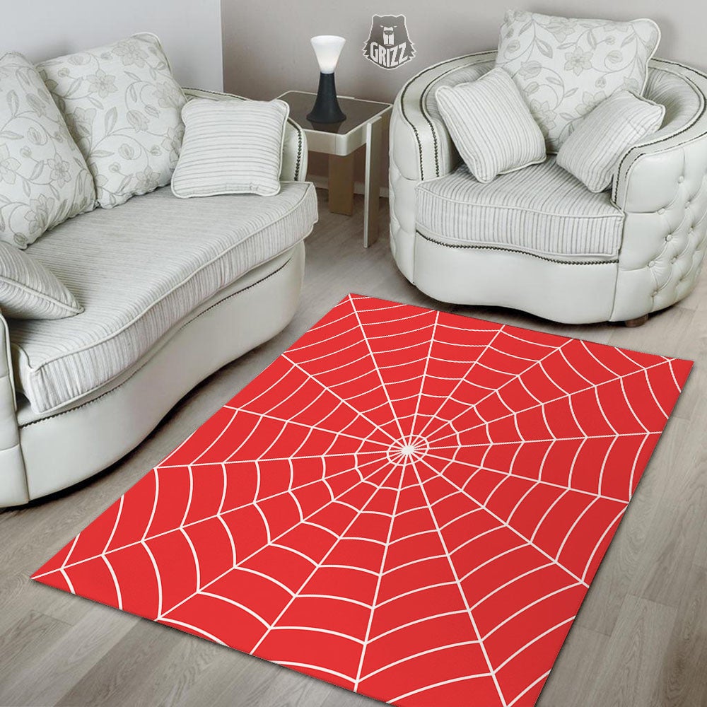 Spider Web Red Print Floor Mat-grizzshop