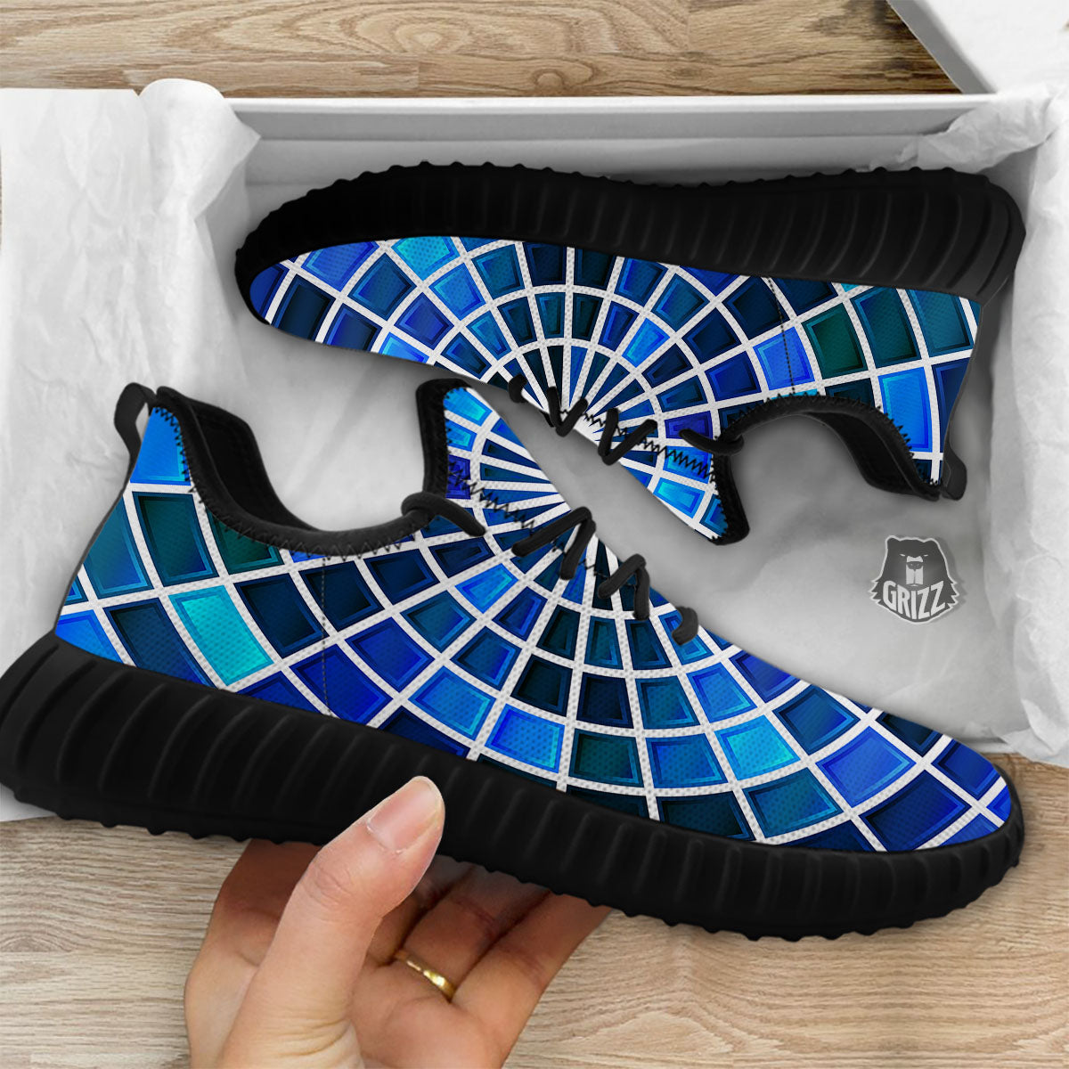 Spider Web Stained Mosaic Print Black Walking Shoes-grizzshop