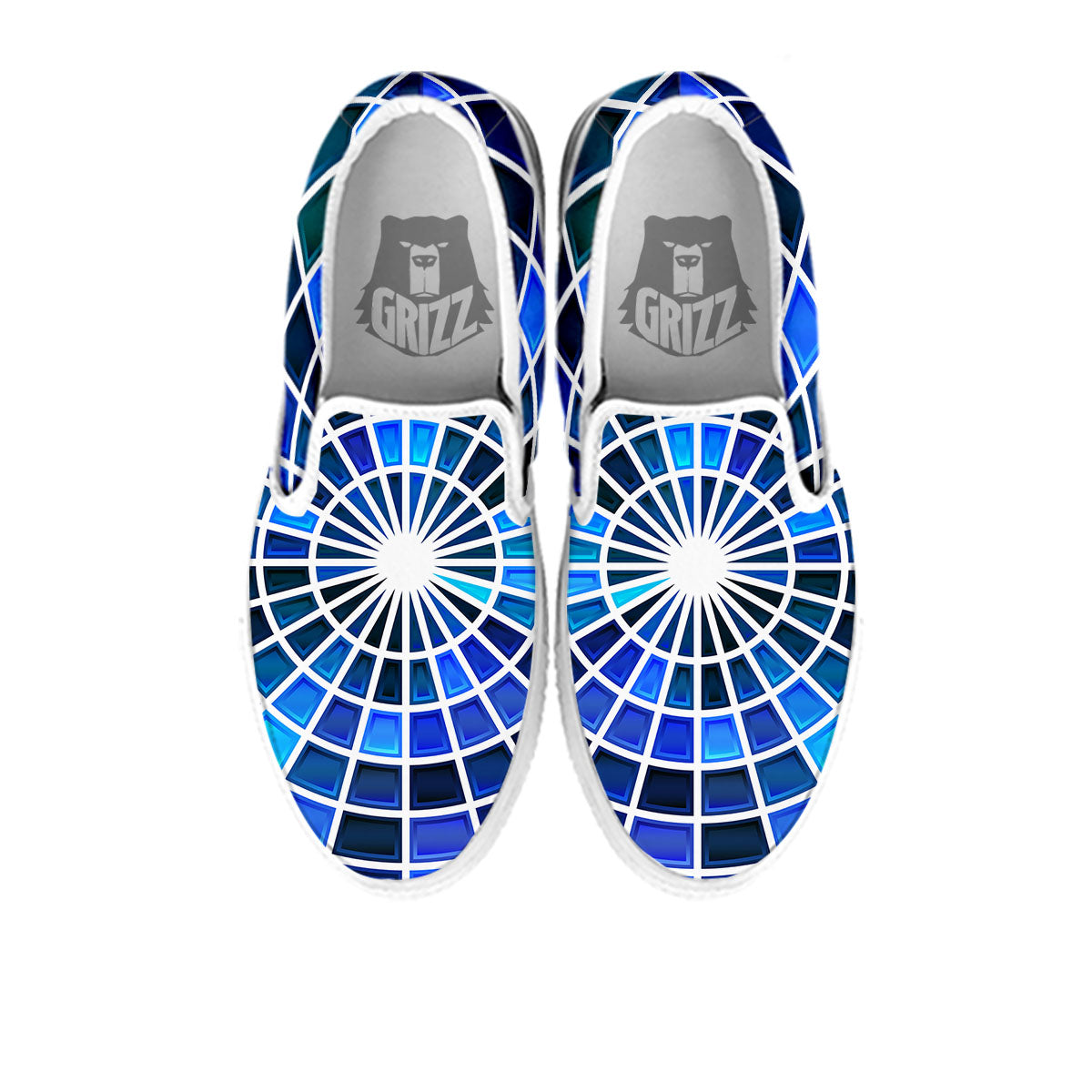 Spider Web Stained Mosaic Print White Slip On Shoes-grizzshop