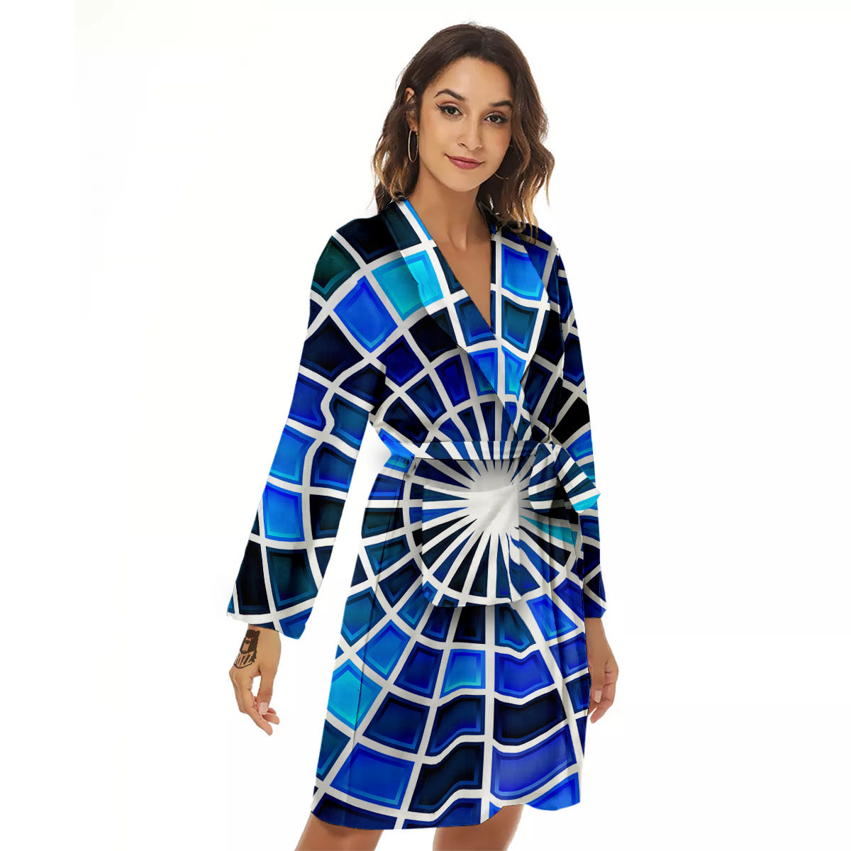 Spider Web Stained Mosaic Print Women's Robe-grizzshop