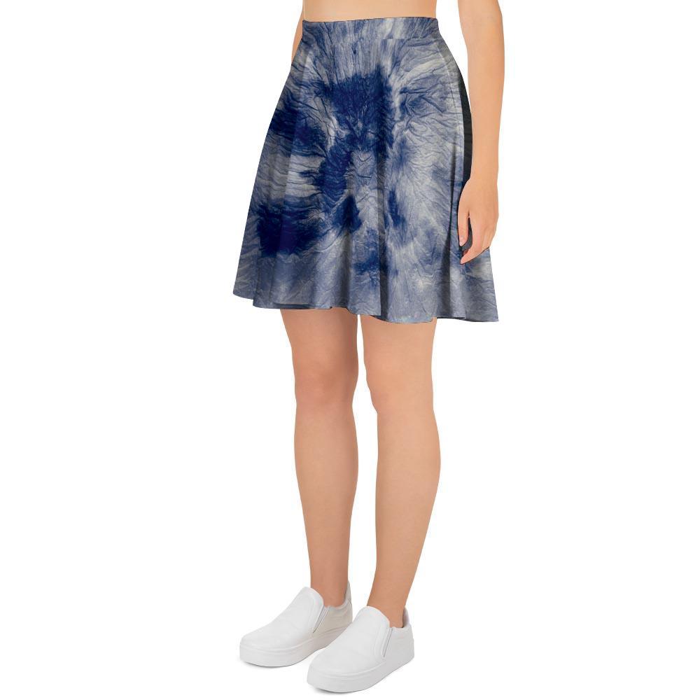 Spiral Blue Swirl Tie Die Women's Skirt-grizzshop