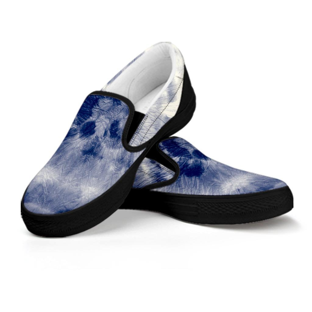 Spiral Blue Swirl Tie Die Women's Slip On Sneakers-grizzshop