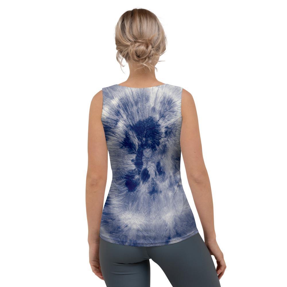 Spiral Blue Swirl Tie Die Women's Tank Top-grizzshop