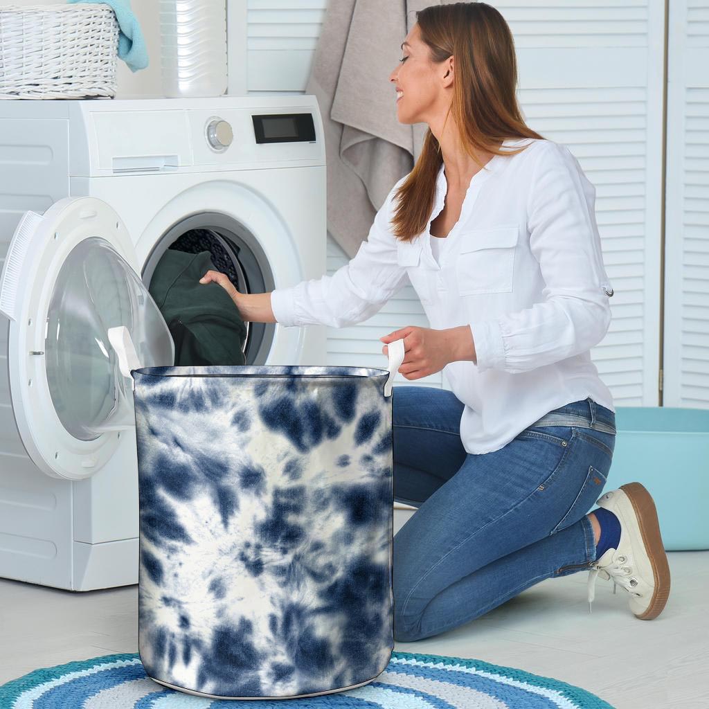 Spiral Blue Tie Dye Laundry Basket-grizzshop