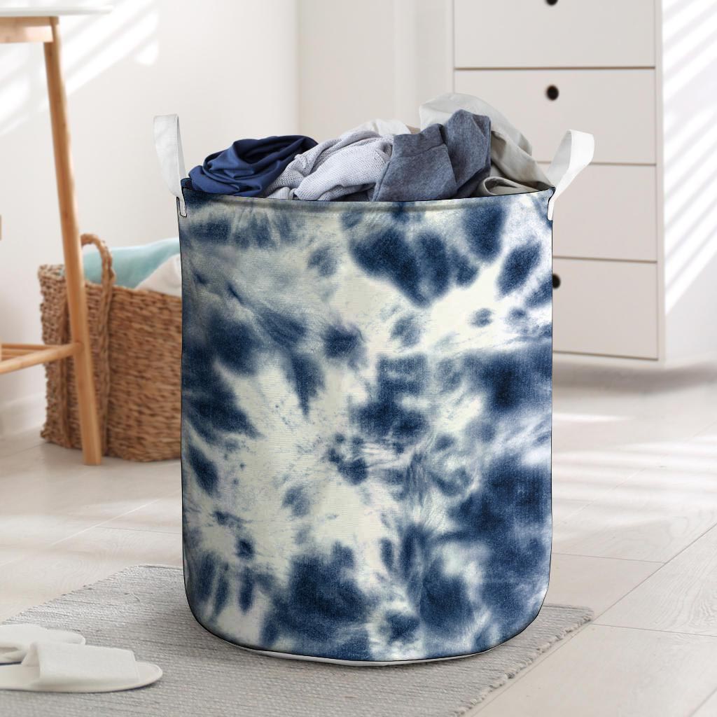 Spiral Blue Tie Dye Laundry Basket-grizzshop