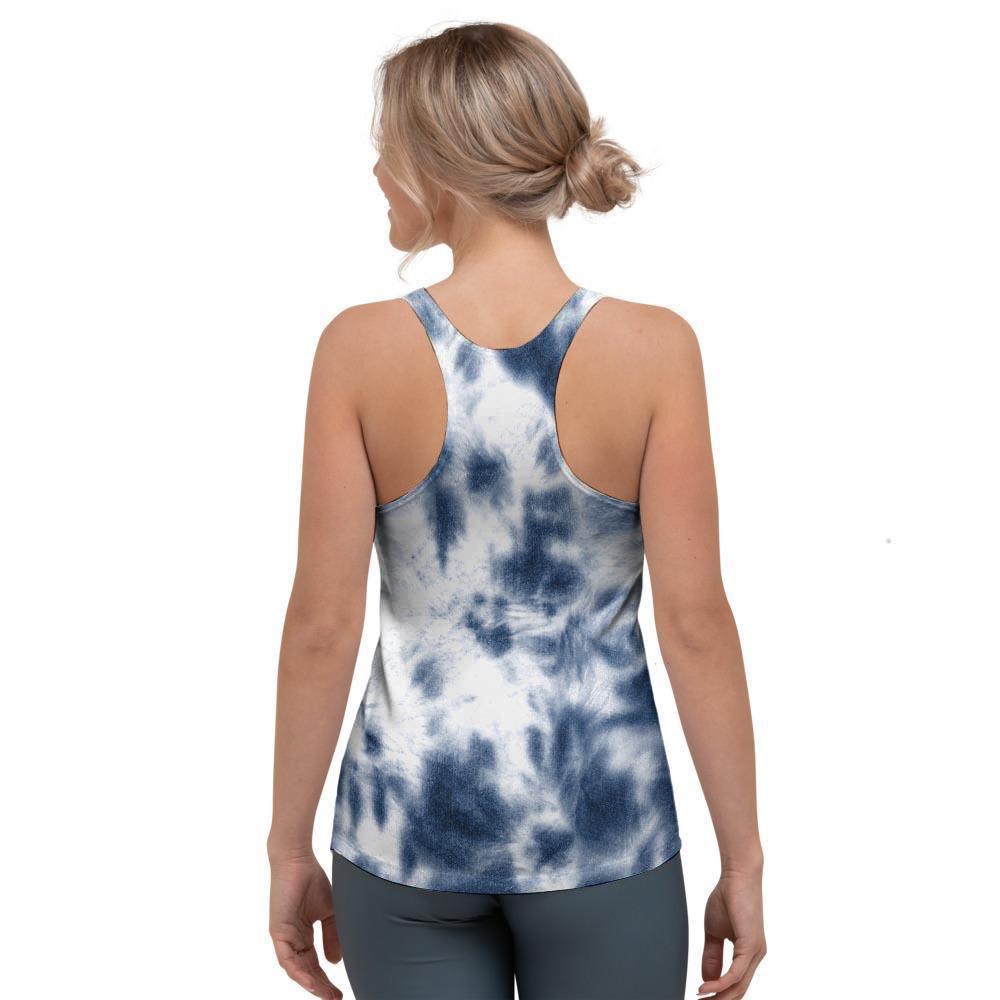 Spiral Blue Tie Dye Women's Racerback Tank Top-grizzshop