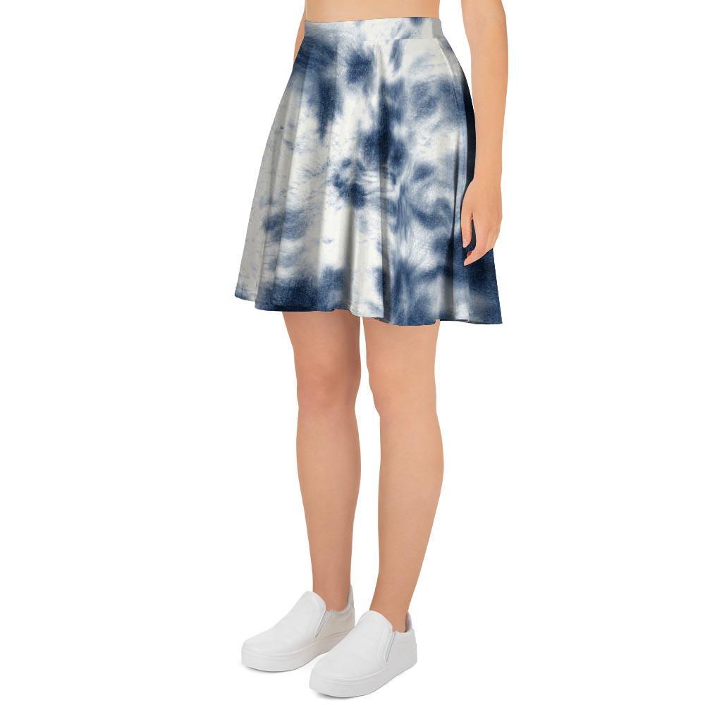 Spiral Blue Tie Dye Women's Skirt-grizzshop