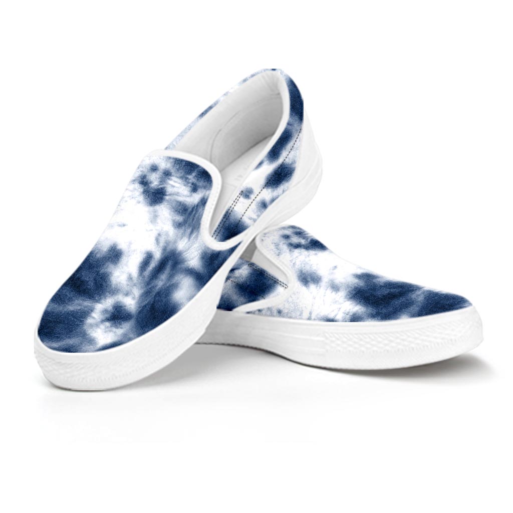 Spiral Blue Tie Dye Women's Slip On Sneakers-grizzshop
