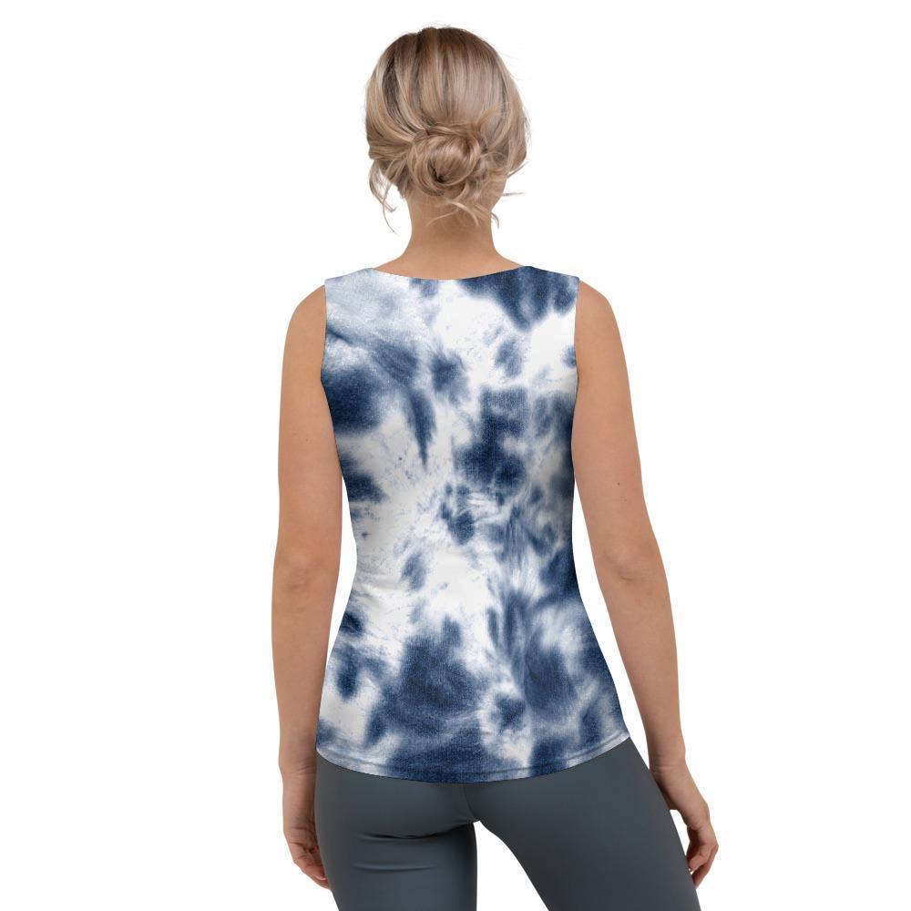 Spiral Blue Tie Dye Women's Tank Top-grizzshop