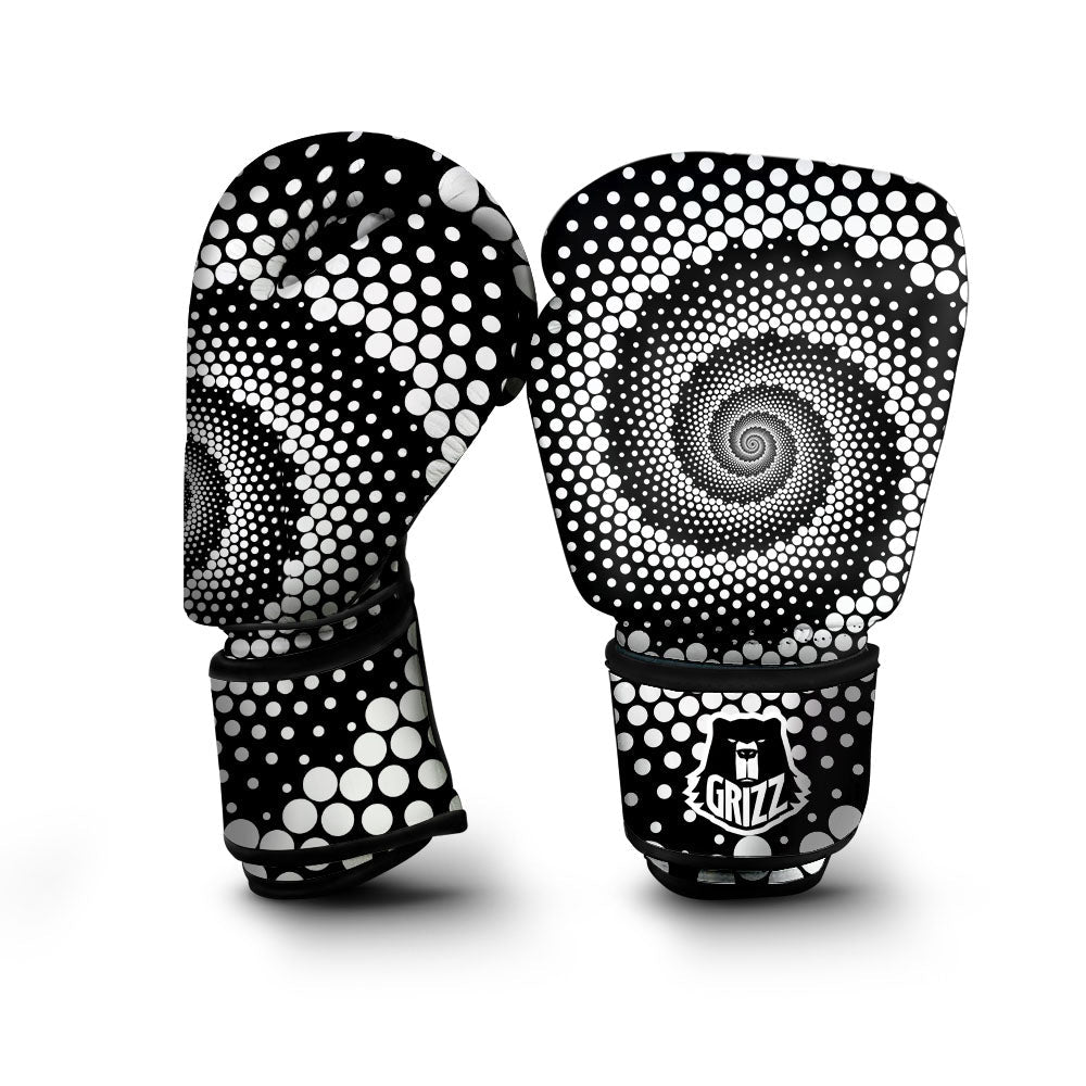 Spiral Dot White And Black Print Boxing Gloves-grizzshop
