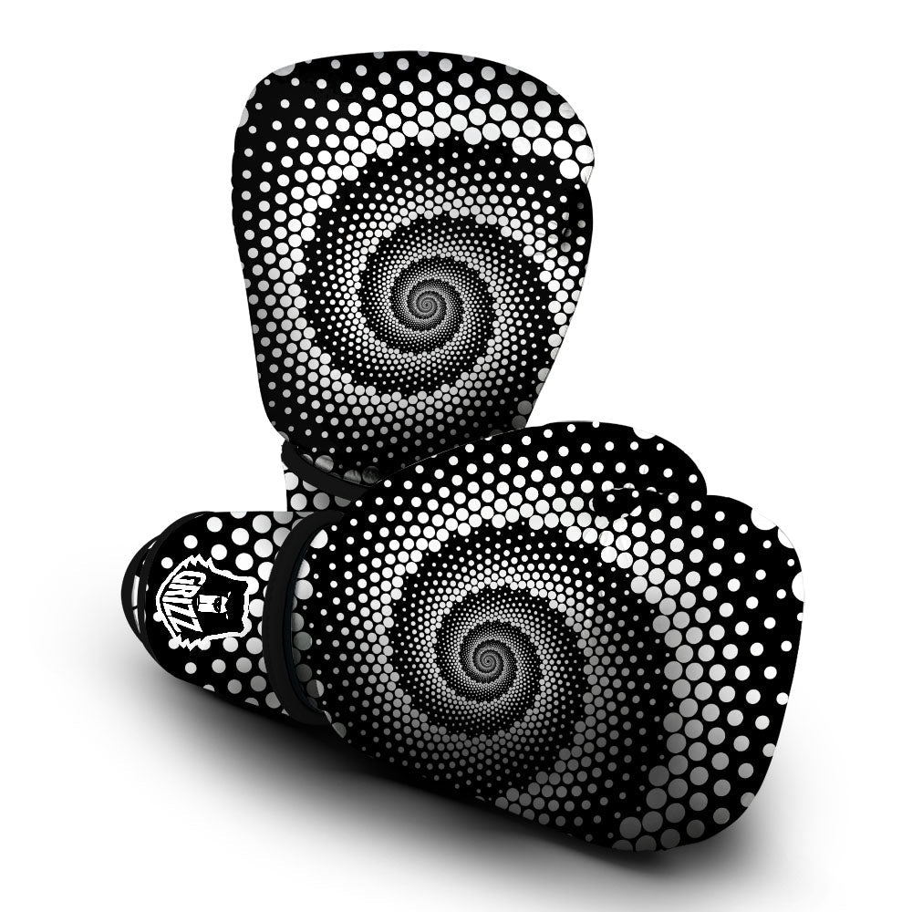 Spiral Dot White And Black Print Boxing Gloves-grizzshop