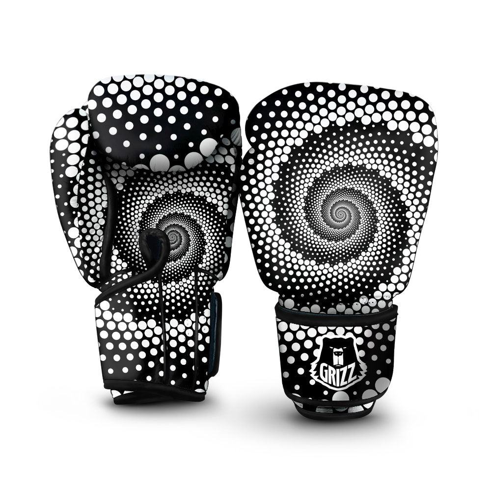 Spiral Dot White And Black Print Boxing Gloves-grizzshop
