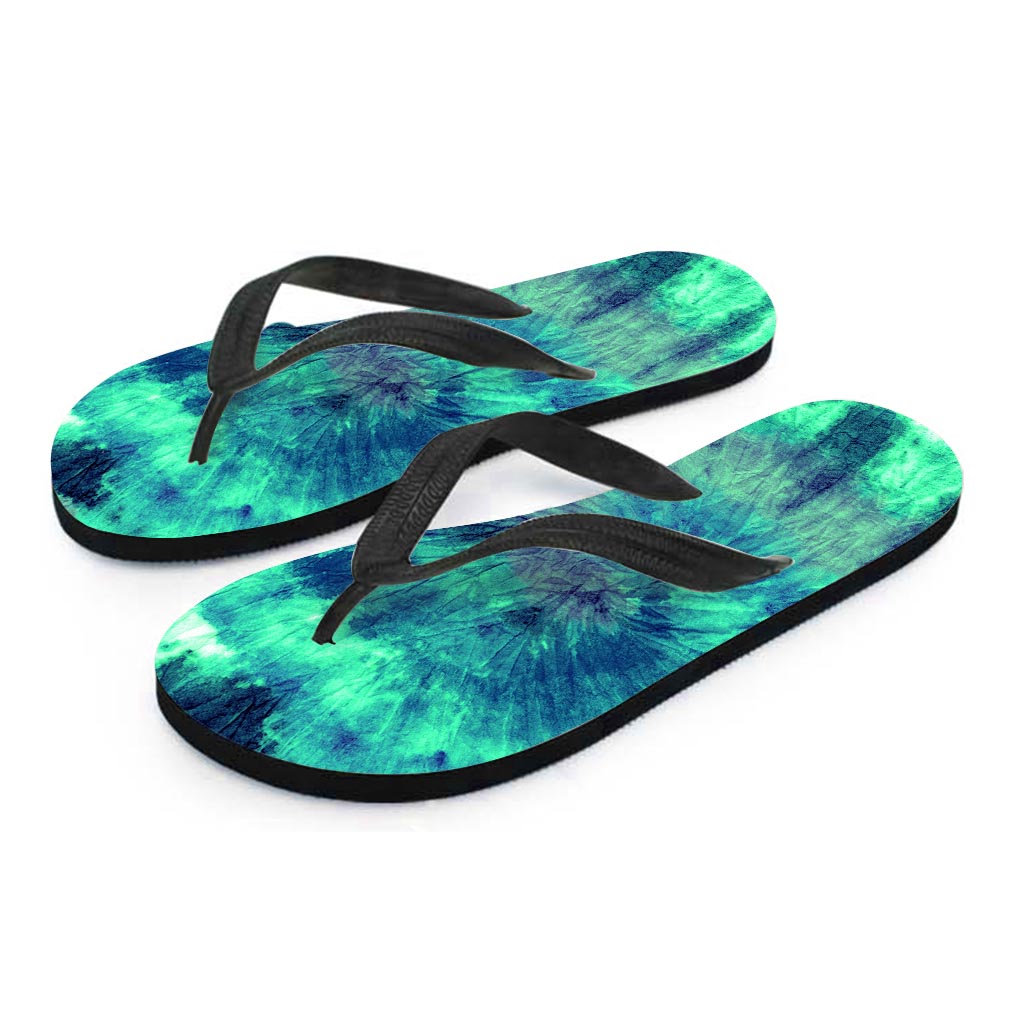 Spiral Green Tie Dye Women's Flip Flops-grizzshop