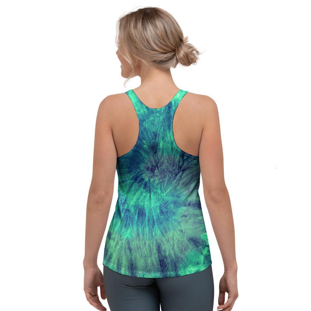 Spiral Green Tie Dye Women's Racerback Tank Top-grizzshop