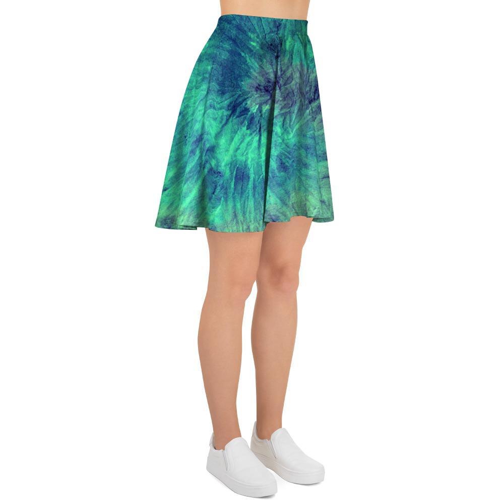 Spiral Green Tie Dye Women's Skirt-grizzshop