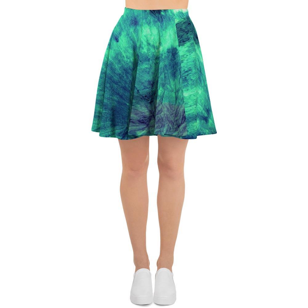 Spiral Green Tie Dye Women's Skirt-grizzshop