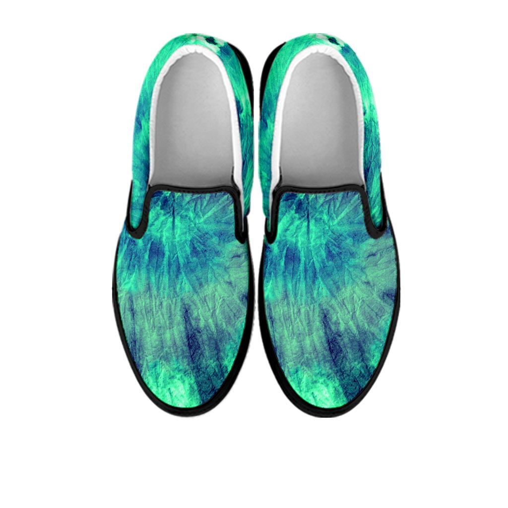Spiral Green Tie Dye Women's Slip On Sneakers-grizzshop