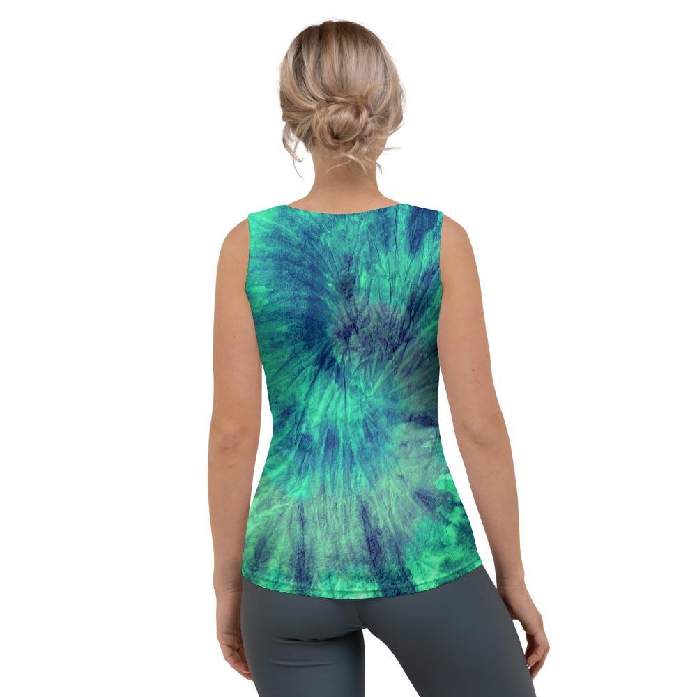 Spiral Green Tie Dye Women's Tank Top-grizzshop