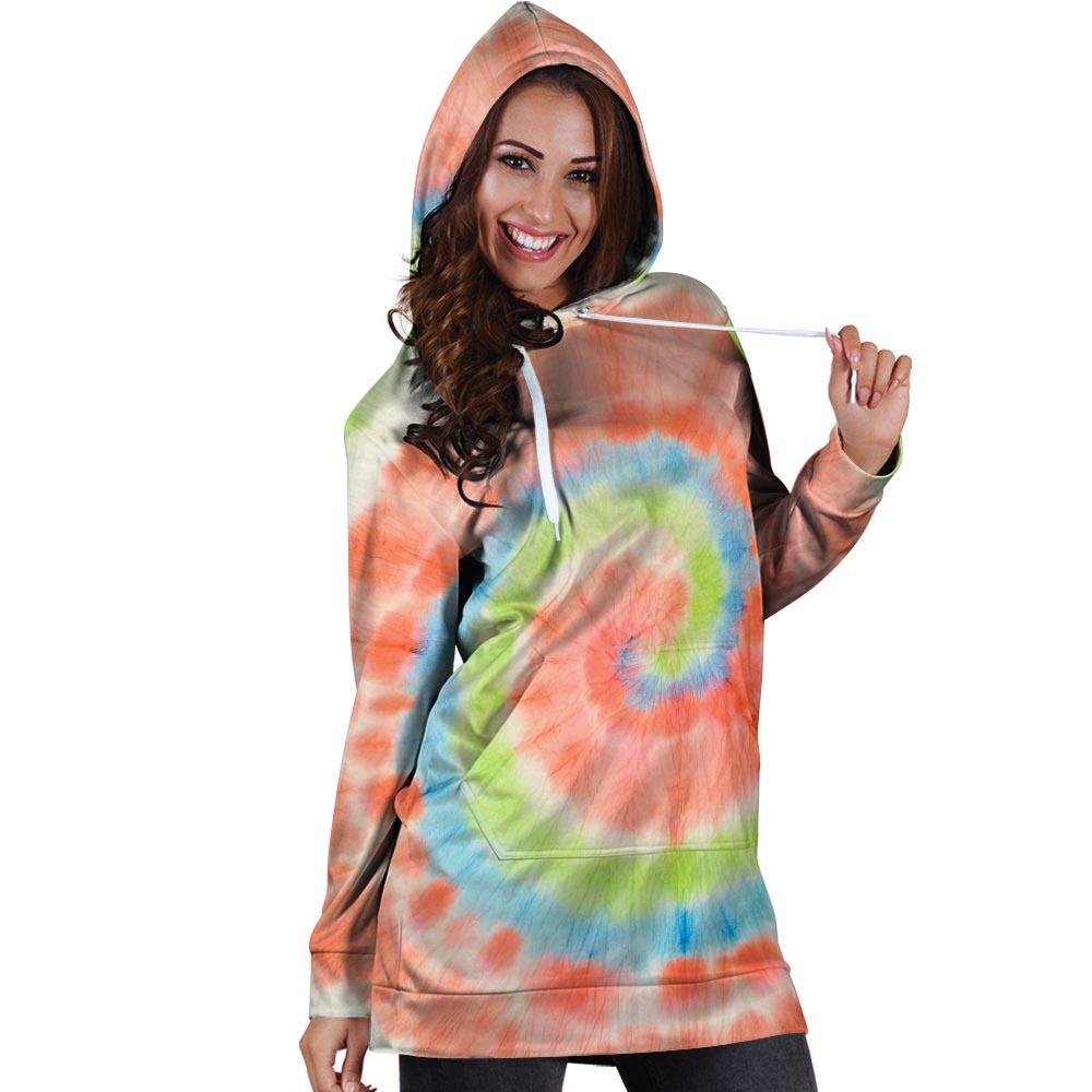 Spiral Tie Dye Hoodie Dress-grizzshop