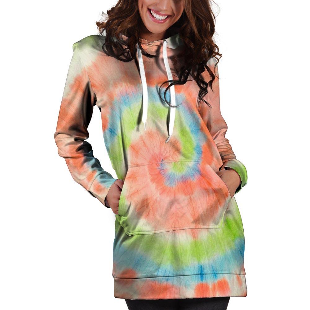 Spiral Tie Dye Hoodie Dress-grizzshop