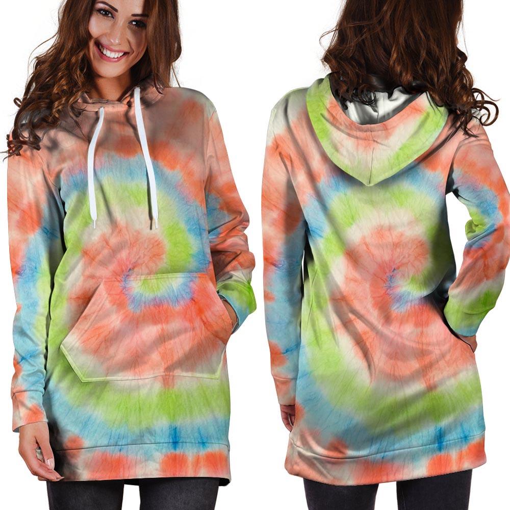 Spiral Tie Dye Hoodie Dress-grizzshop