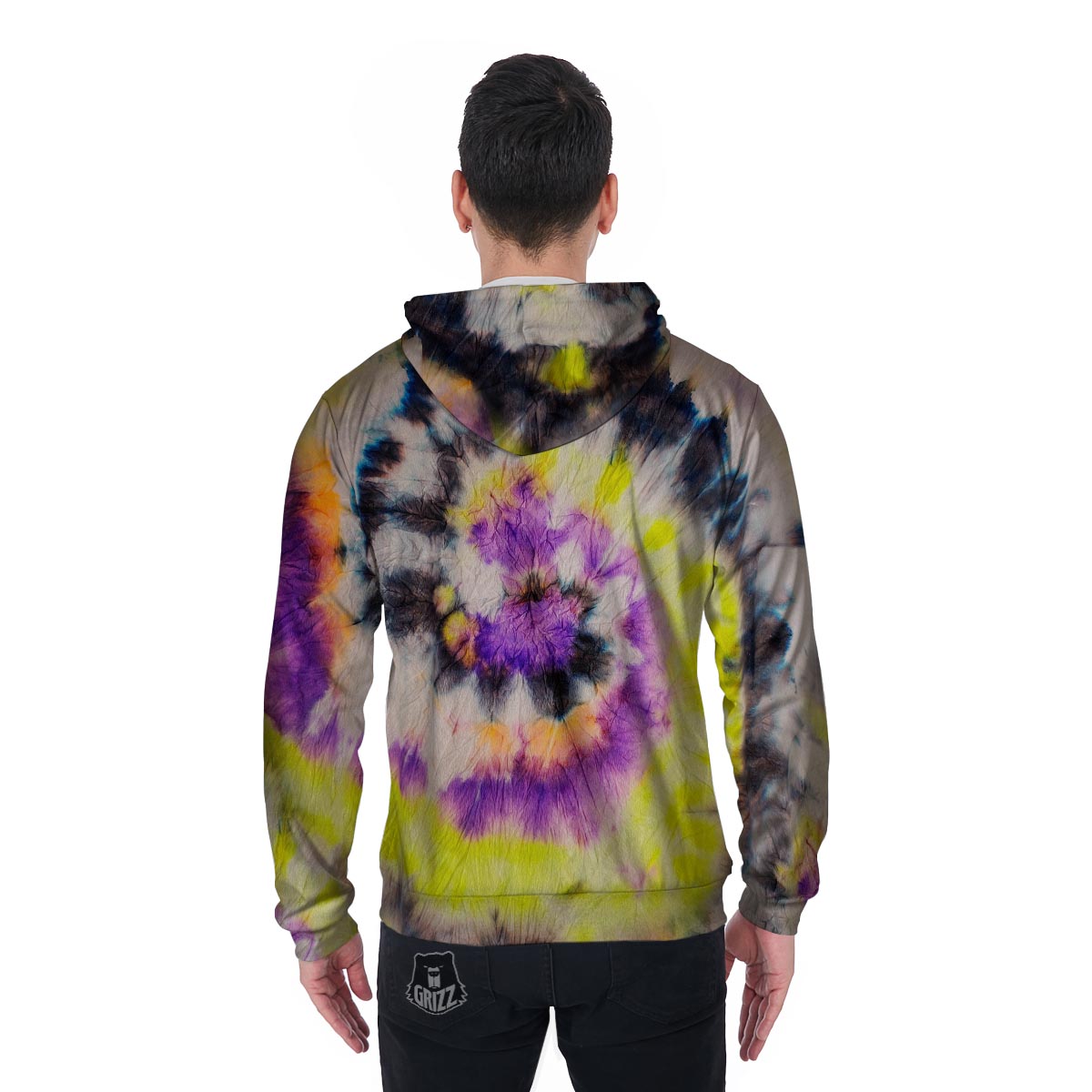 Spiral Hippie Tie Dye Men's Zip Up Hoodie-grizzshop