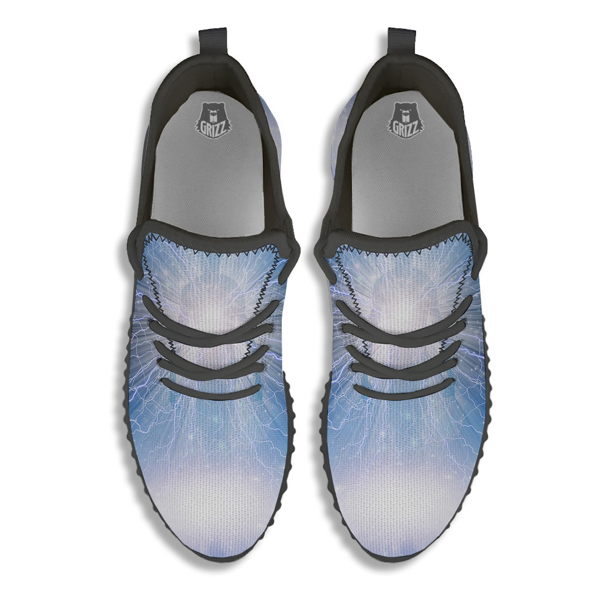 Spirit Blue Abstract Print Black Walking Shoes-grizzshop