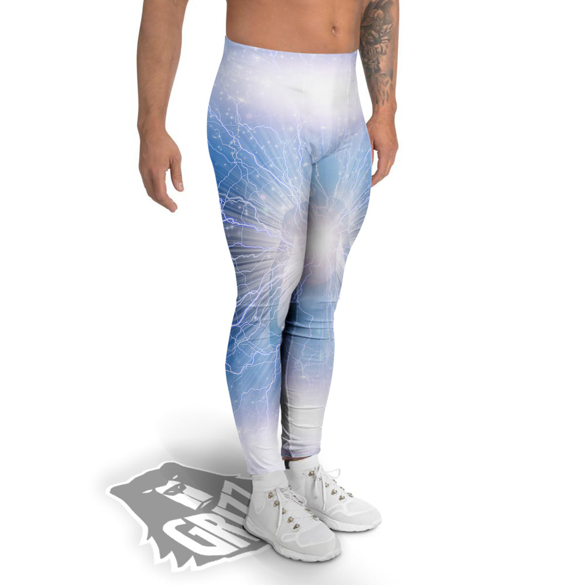 Spirit Blue Abstract Print Men's Leggings-grizzshop