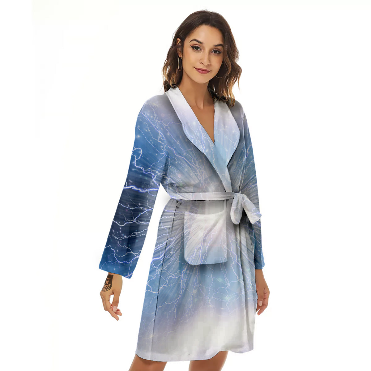 Spirit Blue Abstract Print Women's Robe-grizzshop