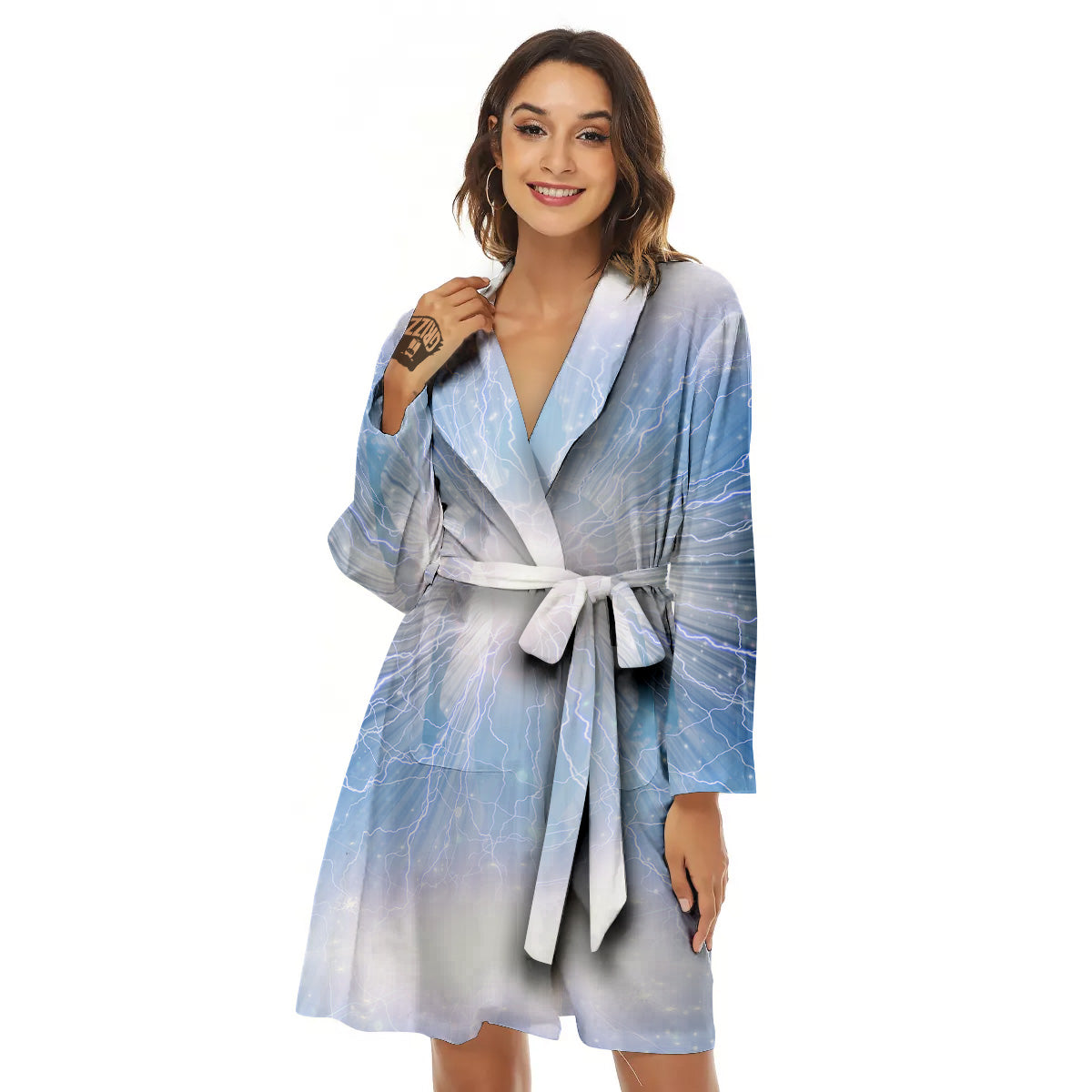 Spirit Blue Abstract Print Women's Robe-grizzshop
