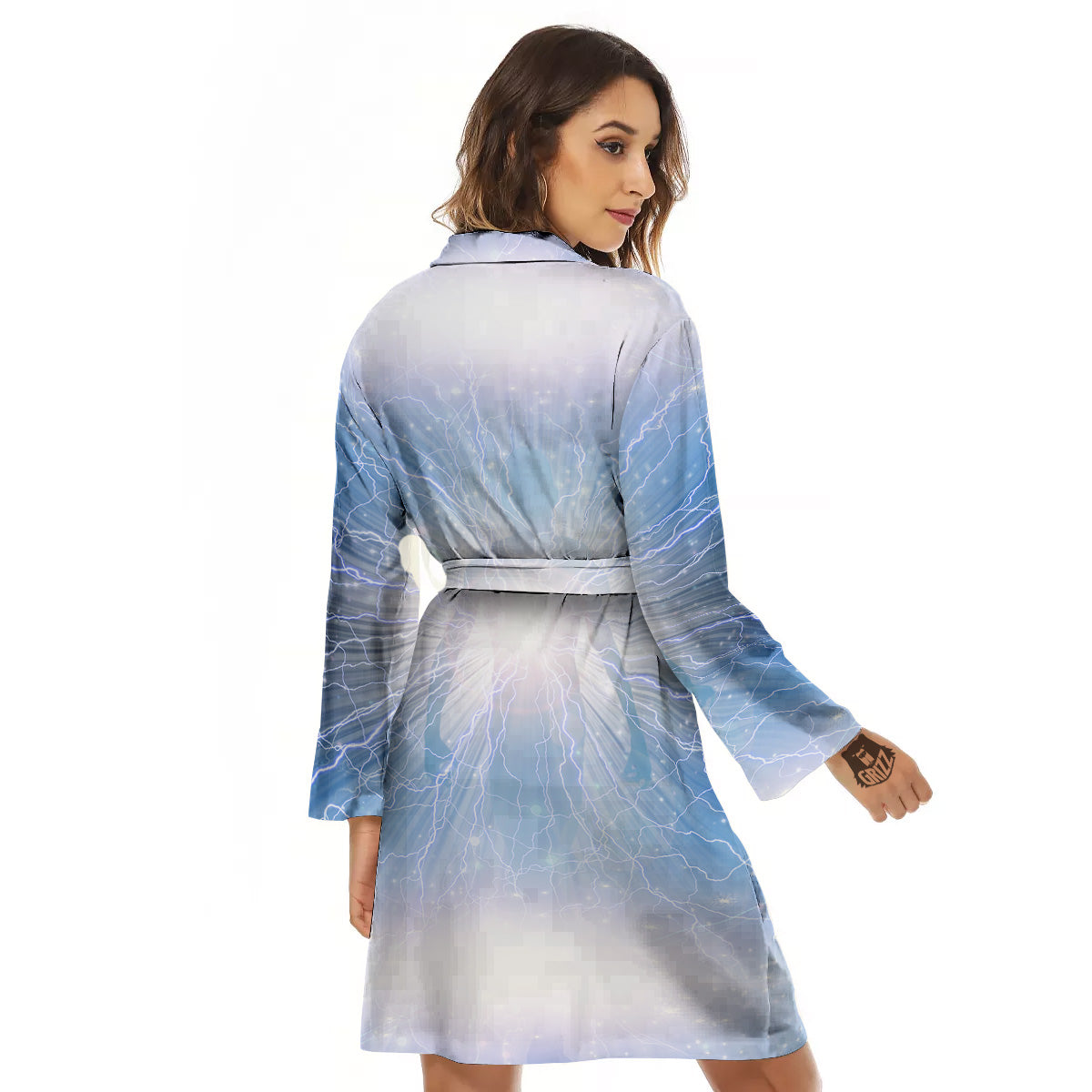 Spirit Blue Abstract Print Women's Robe-grizzshop