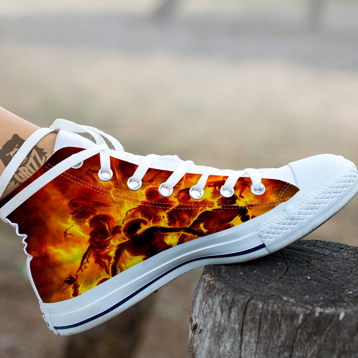 Spirit In Fire Hell Print White High Top Shoes-grizzshop