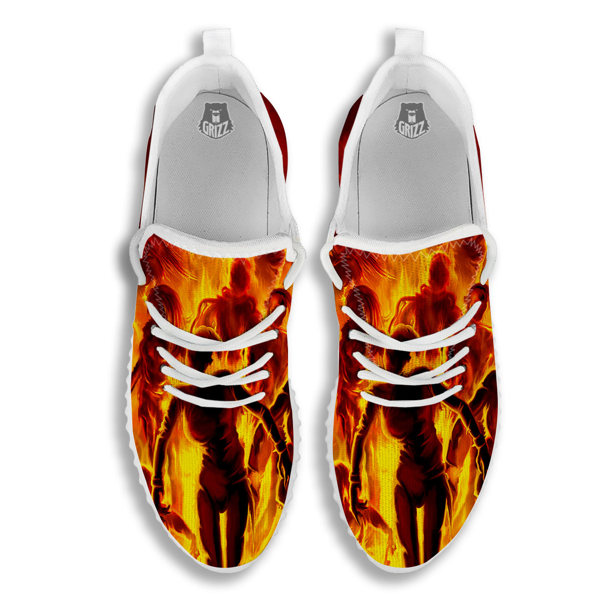 Spirit In Fire Hell Print White Walking Shoes-grizzshop