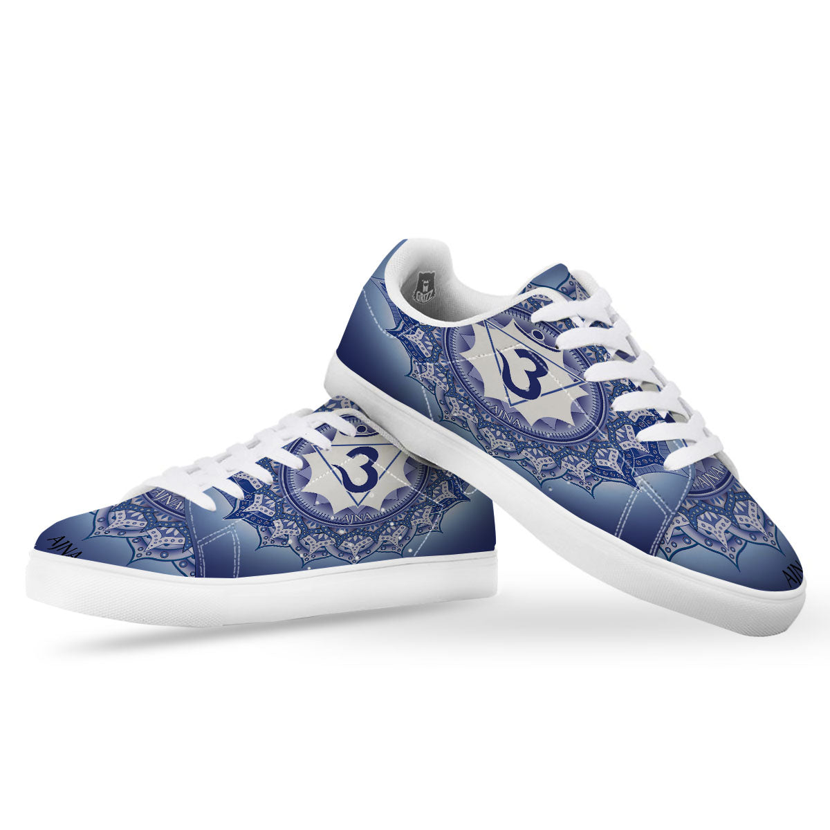 Spiritual Ajna Chakra Print White Low Top Sneakers-grizzshop