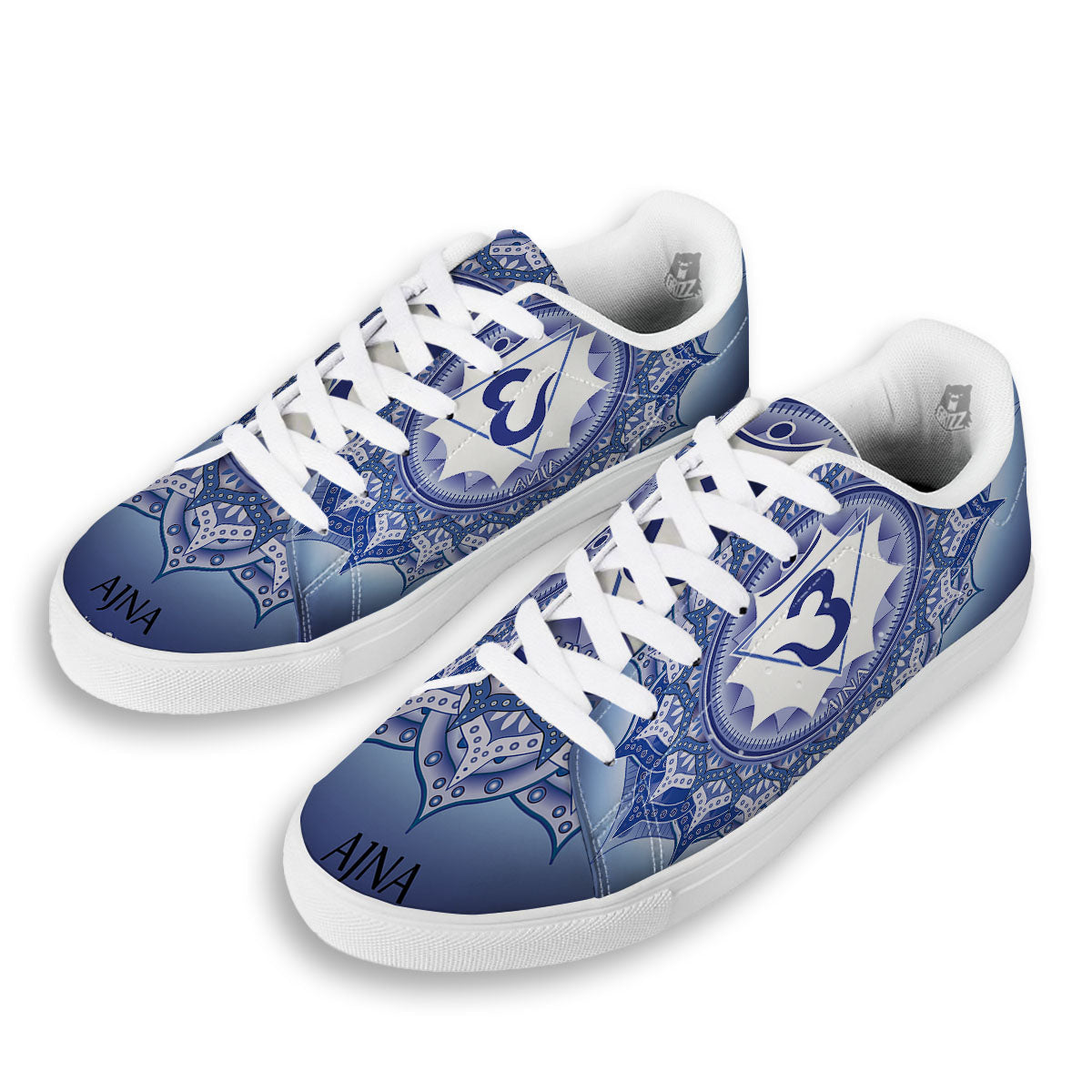 Spiritual Ajna Chakra Print White Low Top Sneakers-grizzshop