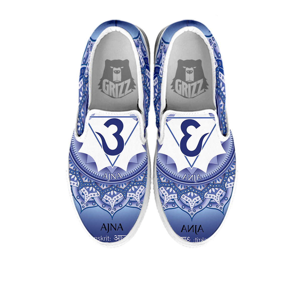 Spiritual Ajna Chakra Print White Slip On Shoes-grizzshop