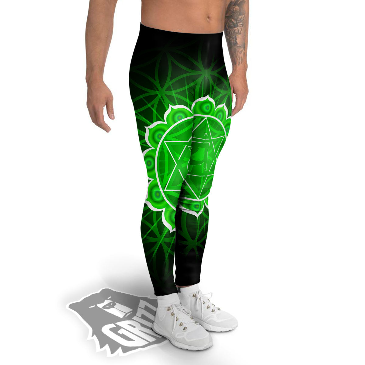 Spiritual Anahata Chakra Print Men's Leggings-grizzshop