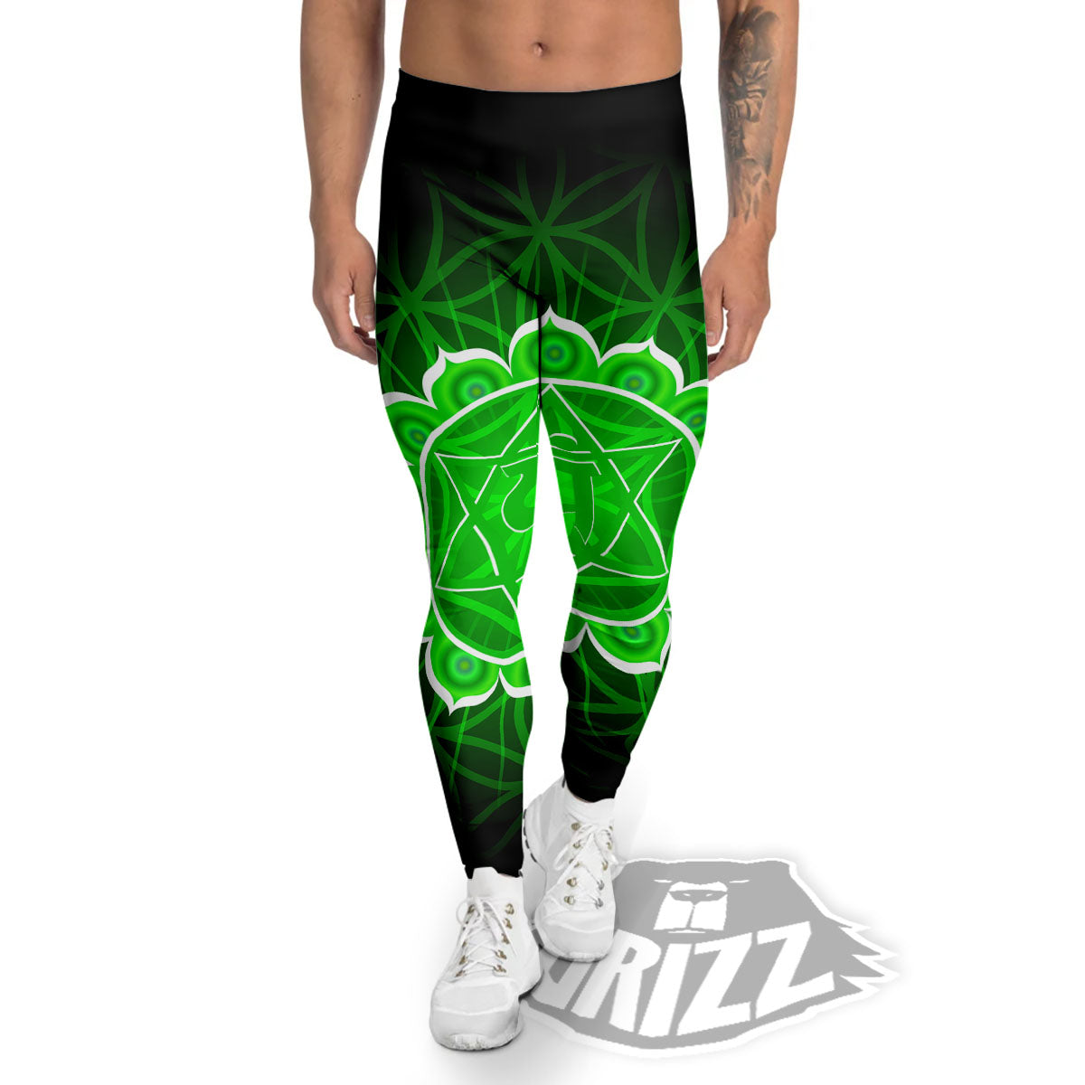 Spiritual Anahata Chakra Print Men's Leggings-grizzshop