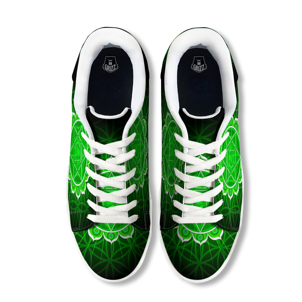 Spiritual Anahata Chakra Print White Low Top Sneakers-grizzshop