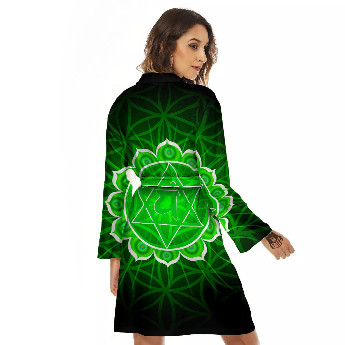 Spiritual Anahata Chakra Print Women's Robe-grizzshop