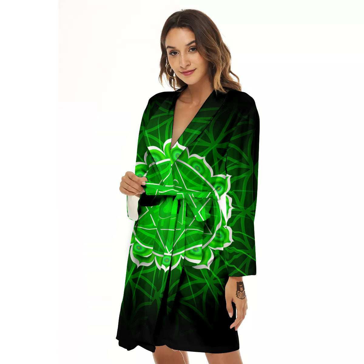 Spiritual Anahata Chakra Print Women's Robe-grizzshop