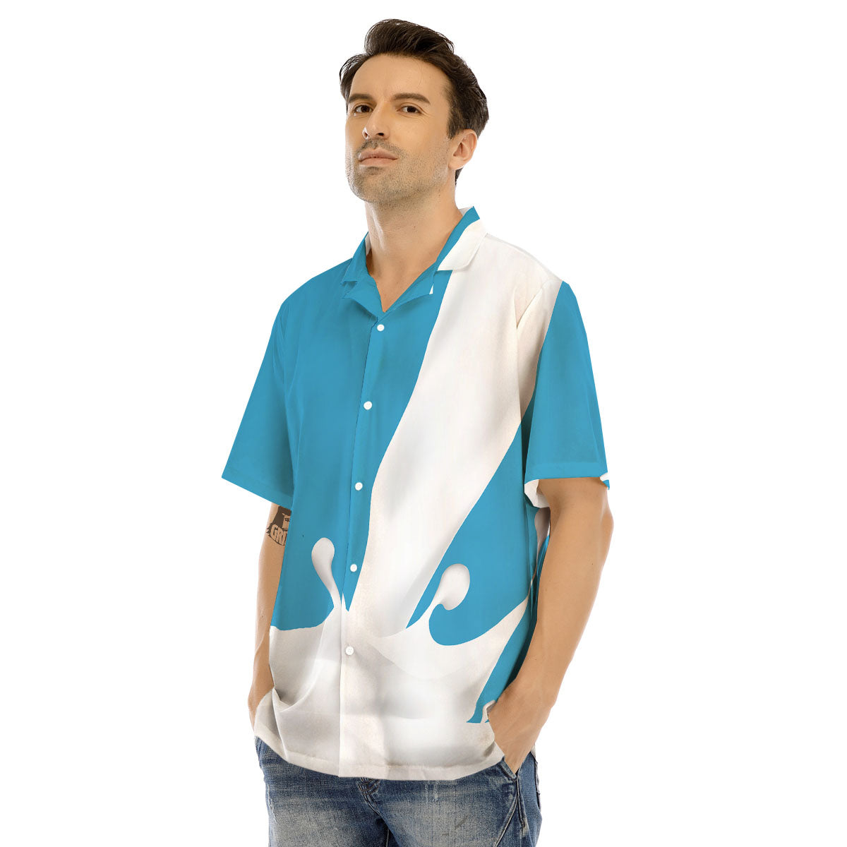Splash Milk Print Men's Hawaiian Shirt-grizzshop