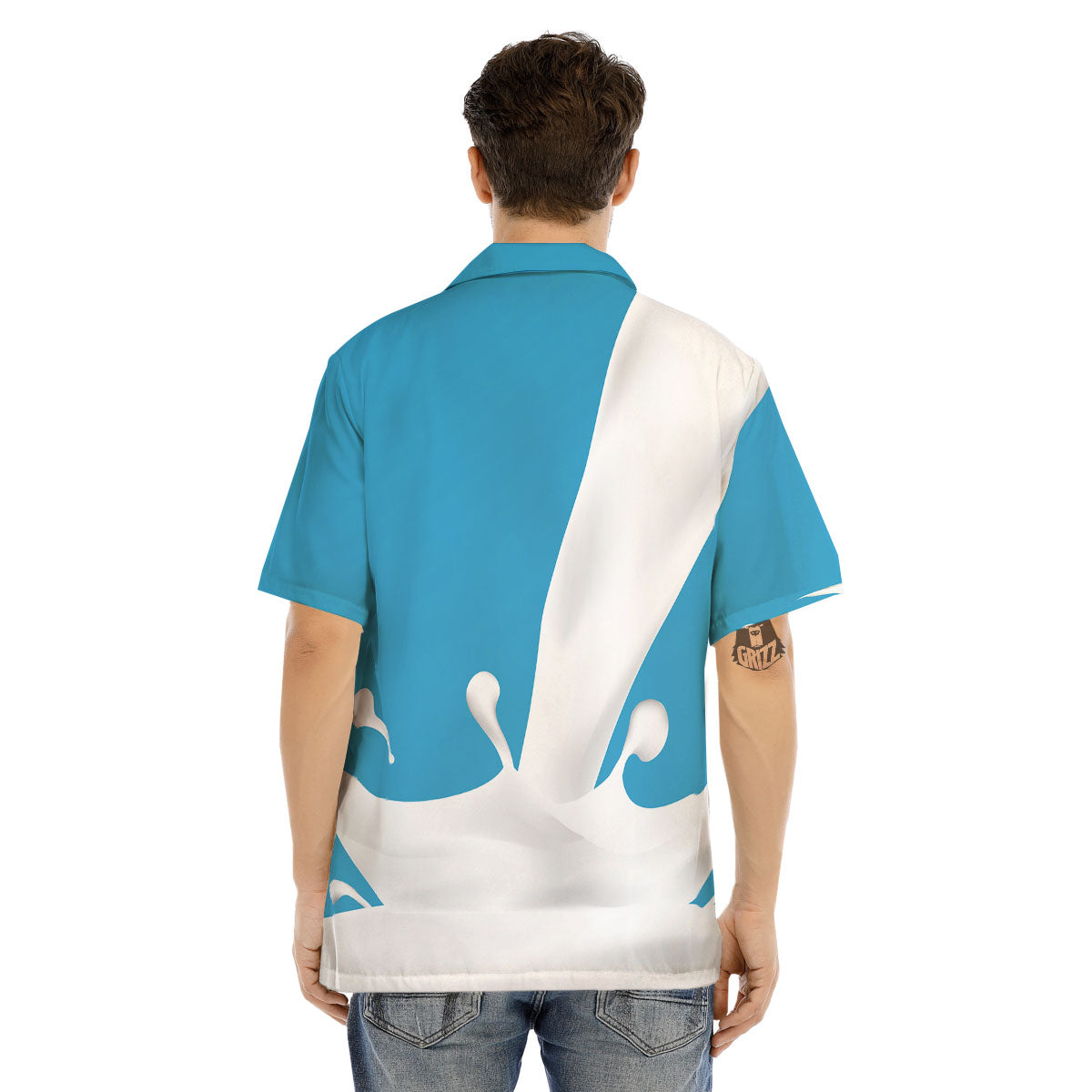 Splash Milk Print Men's Hawaiian Shirt-grizzshop