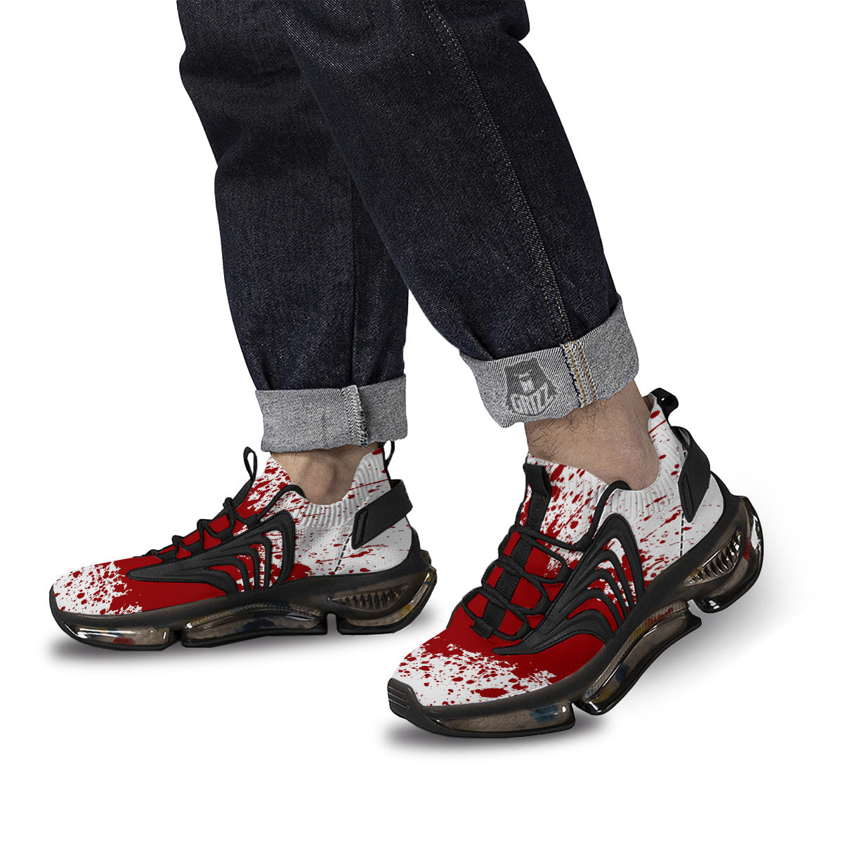 Splashed Blood Print Black Gym Shoes-grizzshop