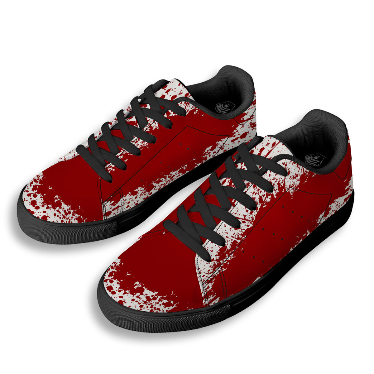 Splashed Blood Print Black Low Top Sneakers-grizzshop