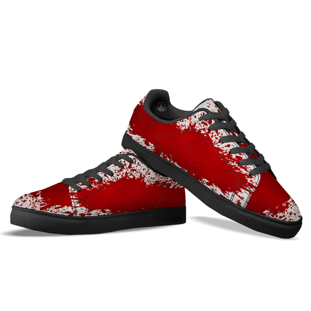 Splashed Blood Print Black Low Top Sneakers-grizzshop