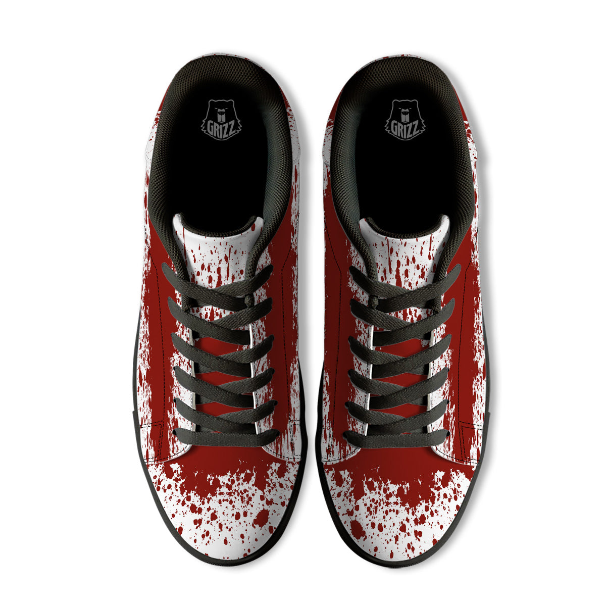 Splashed Blood Print Black Low Top Sneakers-grizzshop